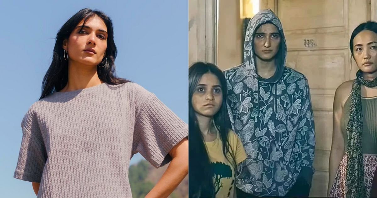 Rashmi Mann (L) in a fashion campaign and (R) in Prime Video's Khauf